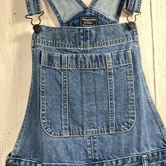 Abercrombie & Fitch Distressed Denim Overalls Womens S Vintage Casual Cool Y2K - Picture 6 of 15